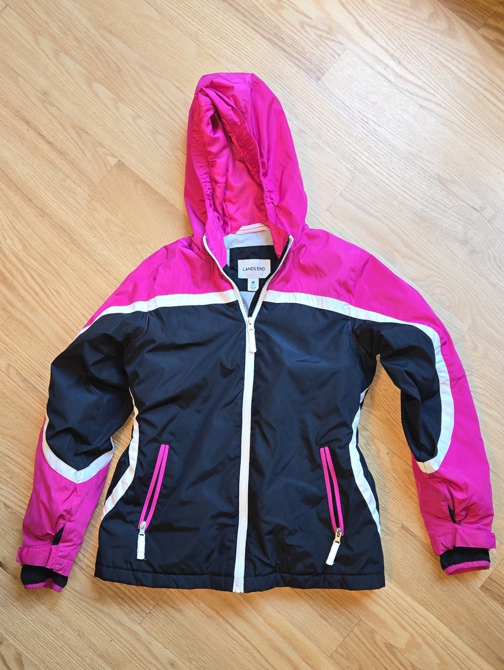 Lands' End Kids Waterproof Hooded Jacket - Pink & Black